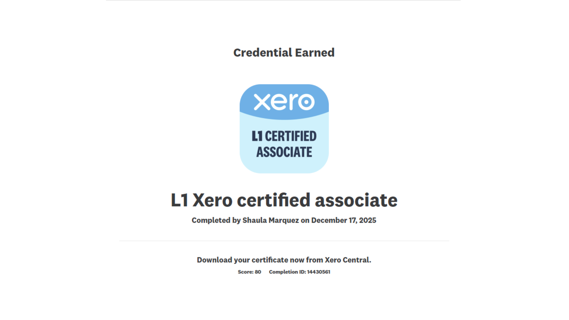 L1 Xero Certified Associate